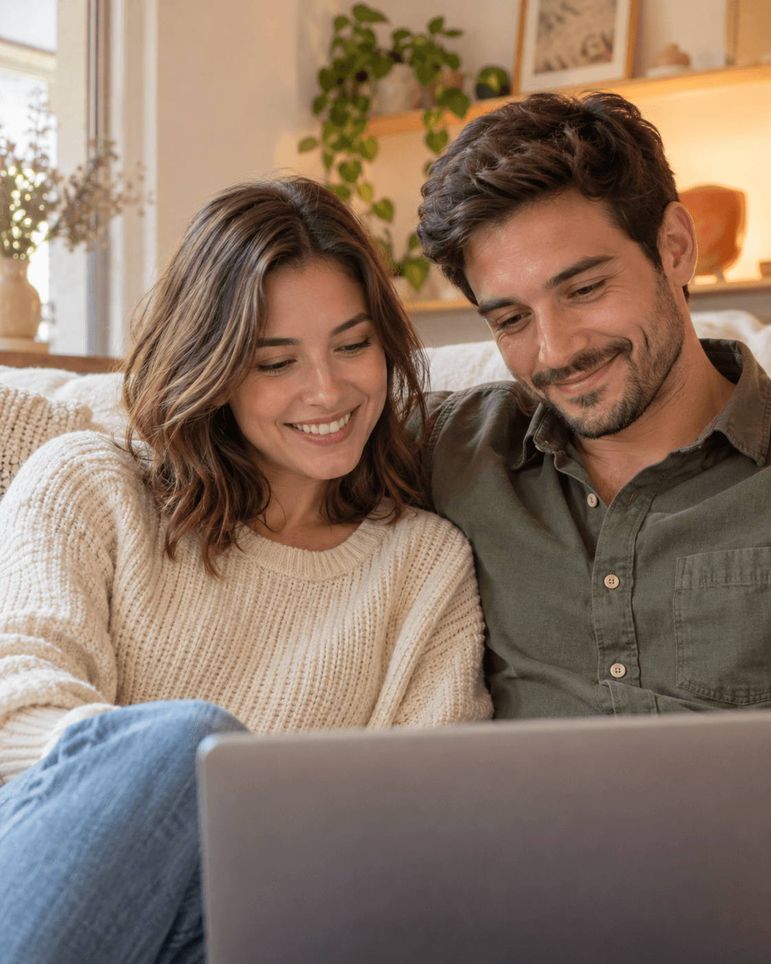 Illustrative placeholder: a couple sharing a listening moment at home